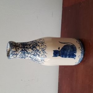 90s Buttermilk Acres Stoneware Inc Cat Milk Jug Blue Spongewear